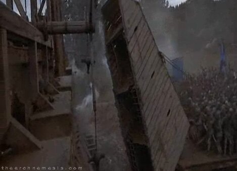 The MEssenger Siege Tower falls